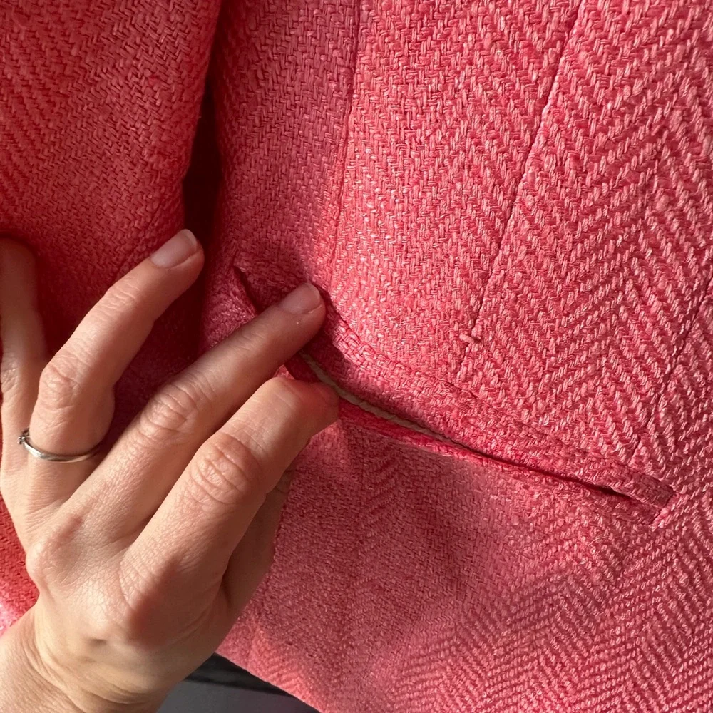 Nina Mclemore Silk Coral Textured Blazer, coral pink, size 10 - Picture 6 of 8